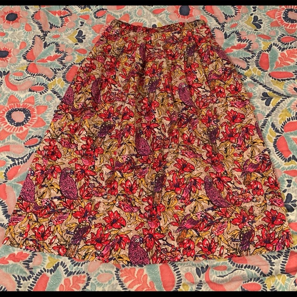Vintage Tropical Bird Print Skirt - Picture 1 of 5